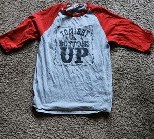 Womens Red and Gray Graphic "TONIGHT IS BOTTOMS UP"